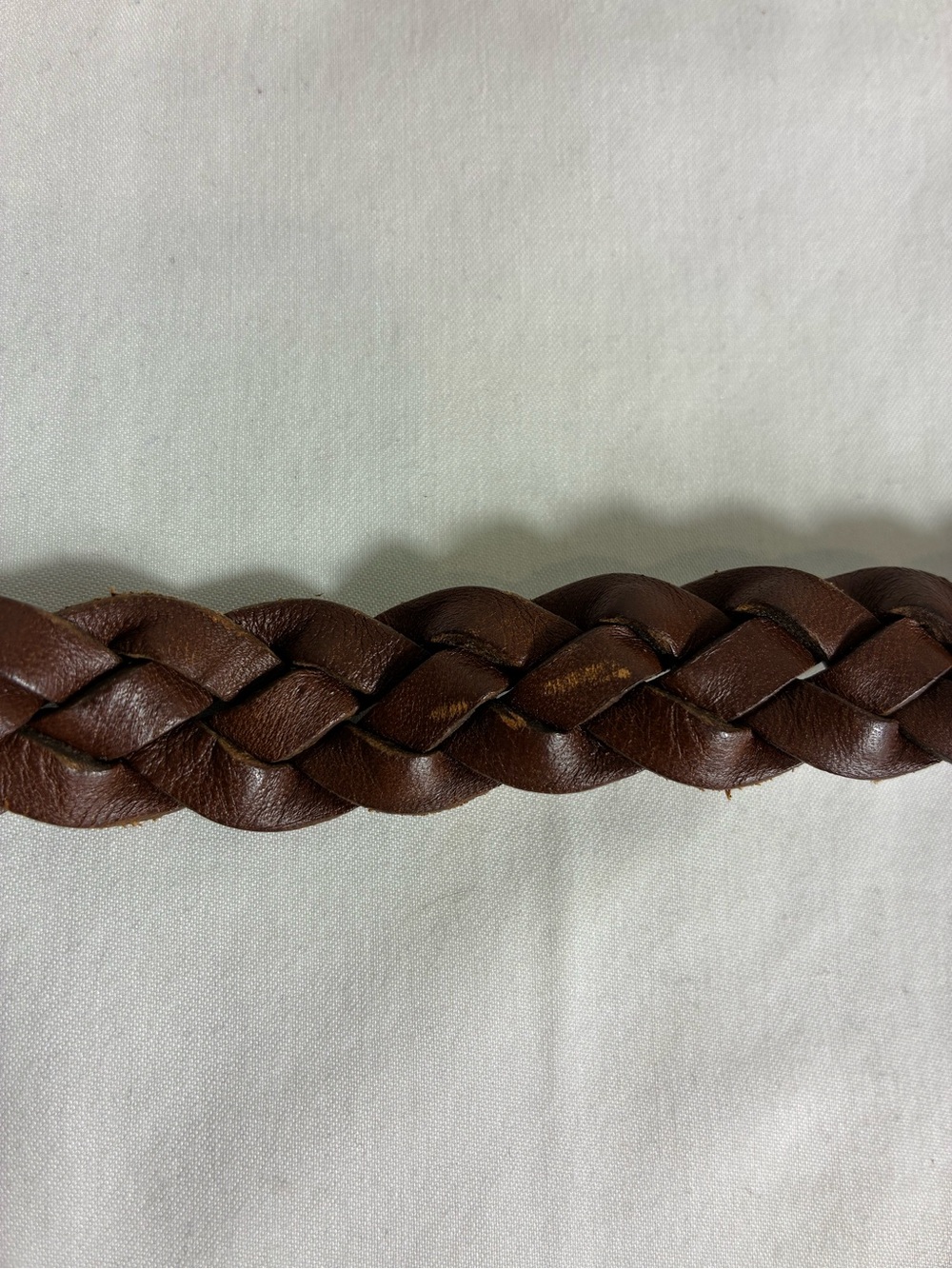 Womens belt Braided Brown Leather with Brass Buckle thin minimalist - Picture 6 of 7
